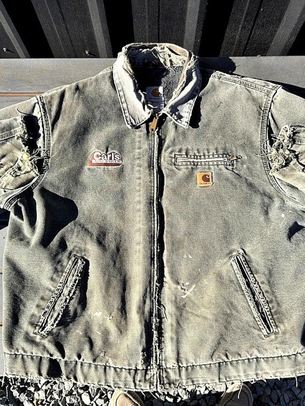 Vintage Carhartt J97 MOS Detroit Jacket – Sun-Faded Gray / Green Plaid - Picture 3 of 7
